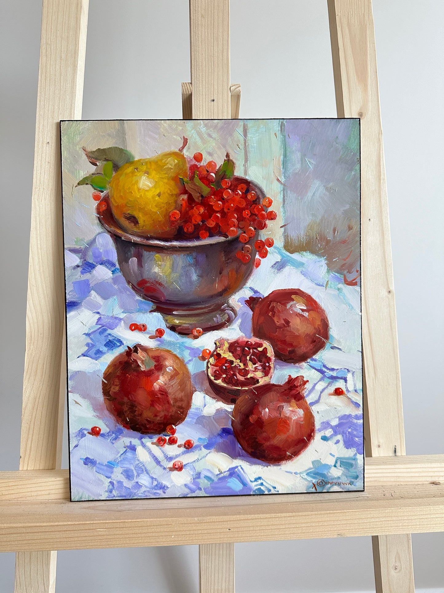 ORIGINAL PAINTING, oil painting, socialist realism, impressionism, rural life, still life, Summer fruits, artist Y. Suprunchuk