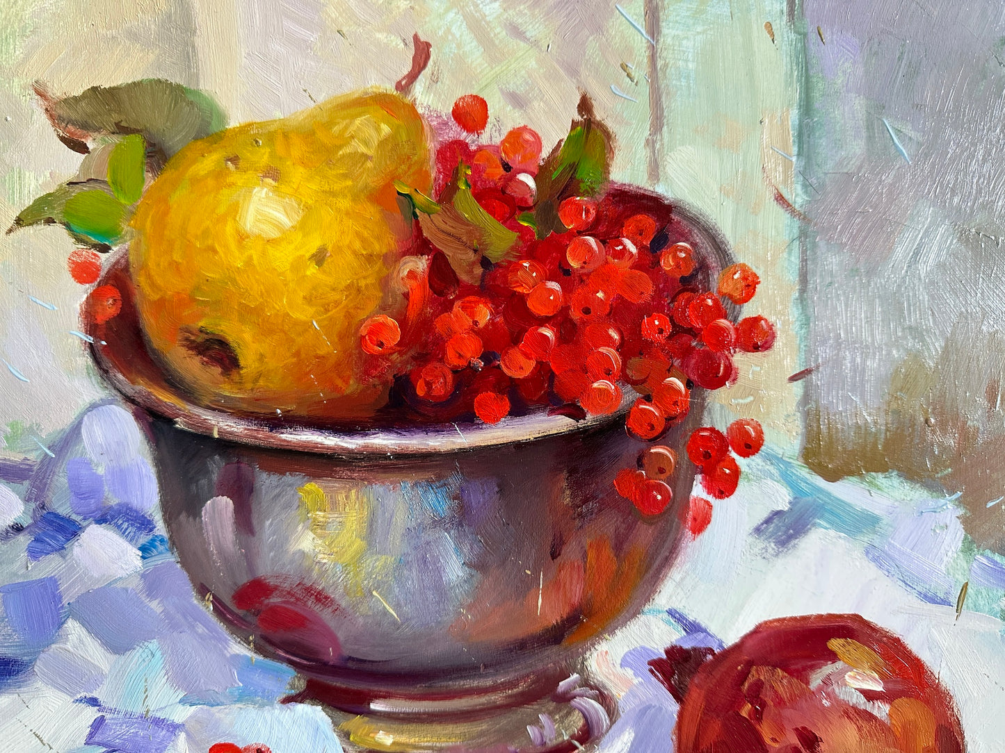 ORIGINAL PAINTING, oil painting, socialist realism, impressionism, rural life, still life, Summer fruits, artist Y. Suprunchuk