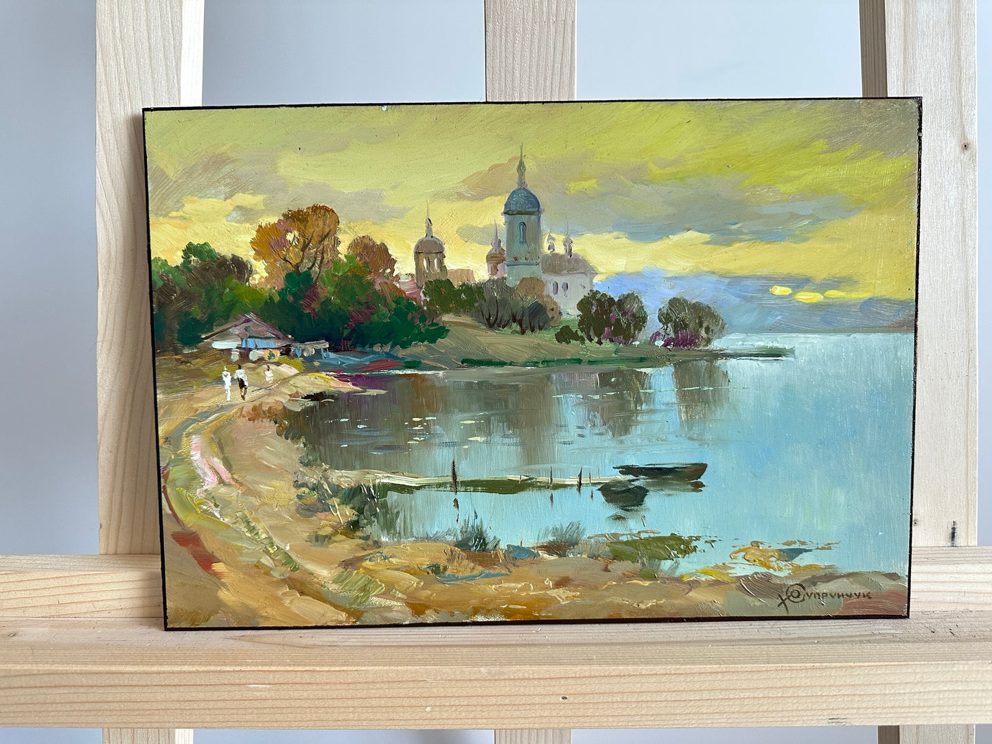 ORIGINAL PAINTING, modern painting, oil painting, impressionism, landscape, Evening in the village, 2020s, Y. Suprunchuk