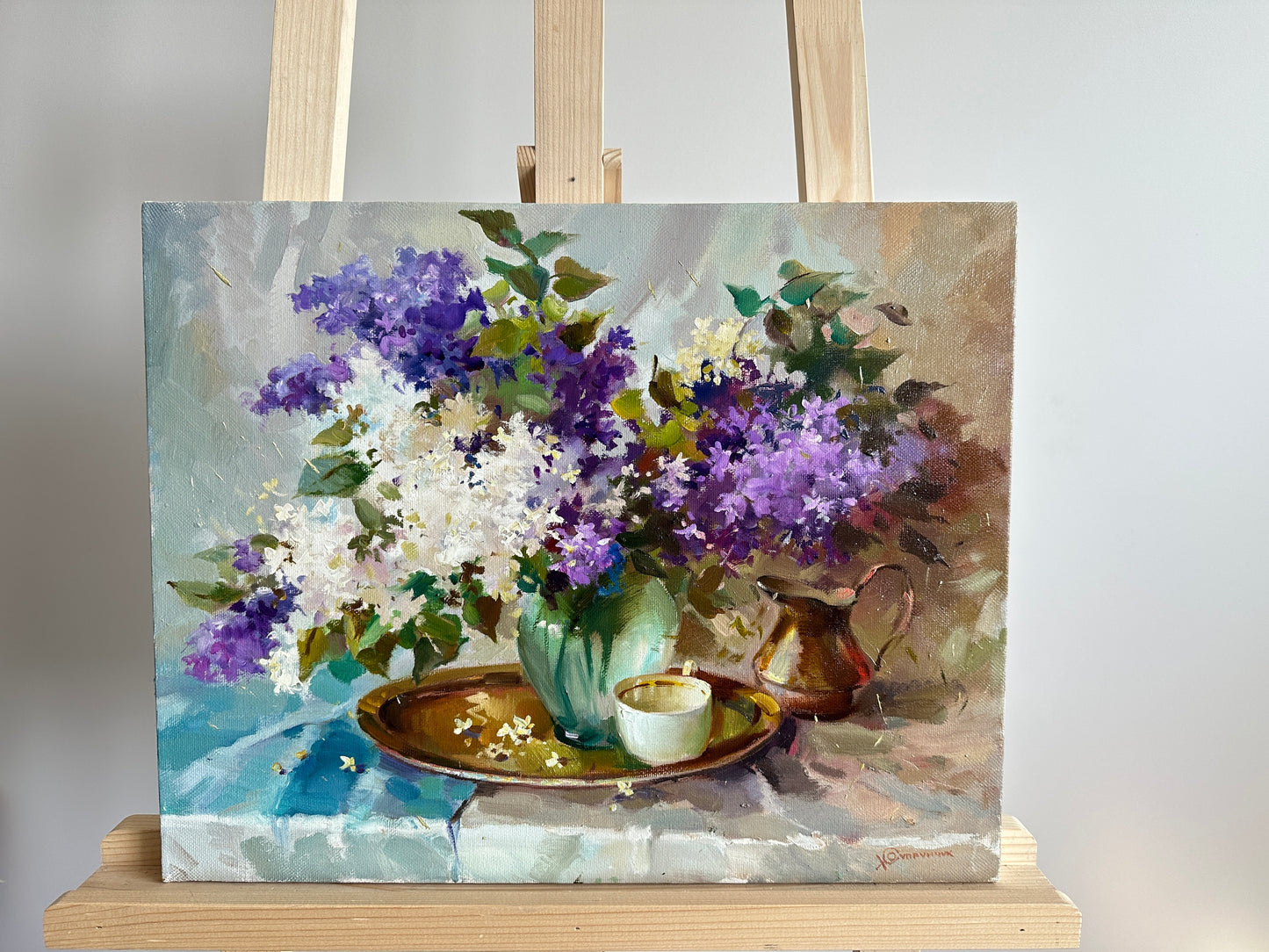 ORIGINAL PAINTING, oil painting, socialist realism, impressionism, rural life, still life, Lilac, artist Y. Suprunchuk