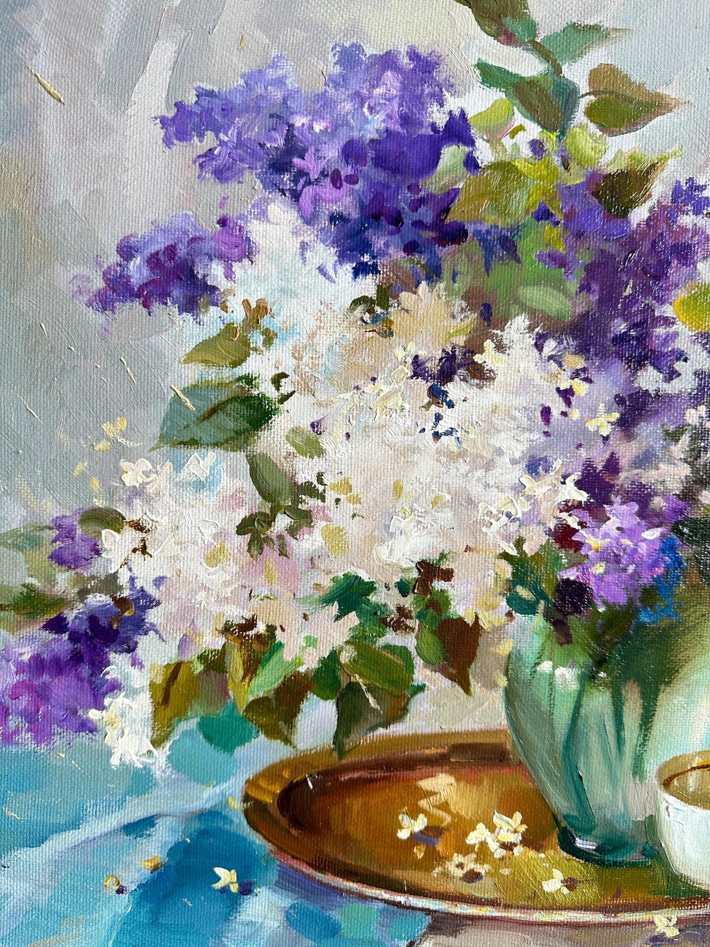 ORIGINAL PAINTING, oil painting, socialist realism, impressionism, rural life, still life, Lilac, artist Y. Suprunchuk