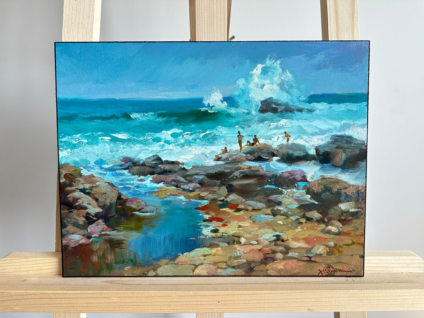 ORIGINAL PAINTING, modern painting, oil painting, impressionism, landscape, seascape, On the seashore, 2020s, artist Y. Suprunchuk