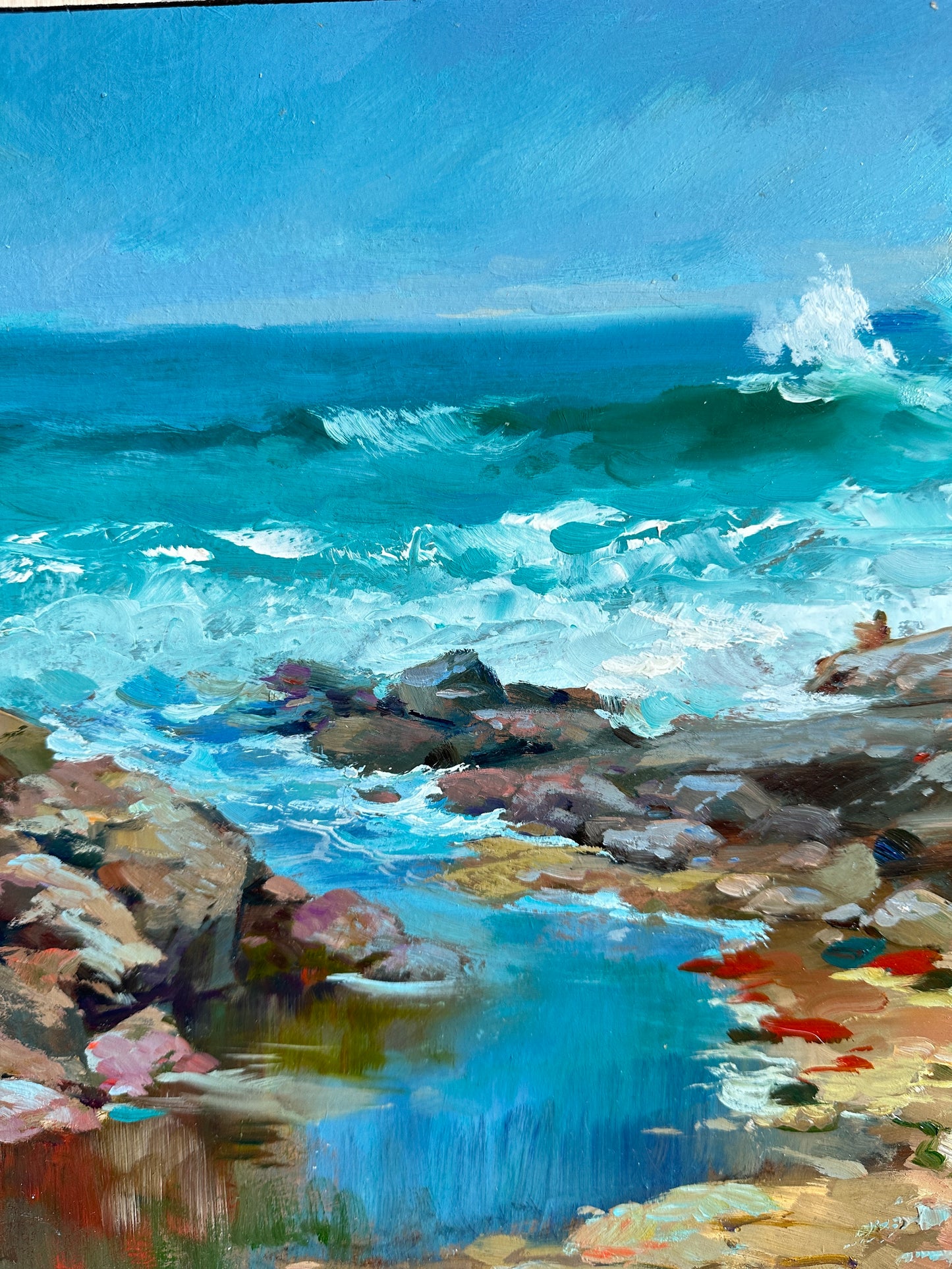 ORIGINAL PAINTING, modern painting, oil painting, impressionism, landscape, seascape, On the seashore, 2020s, artist Y. Suprunchuk