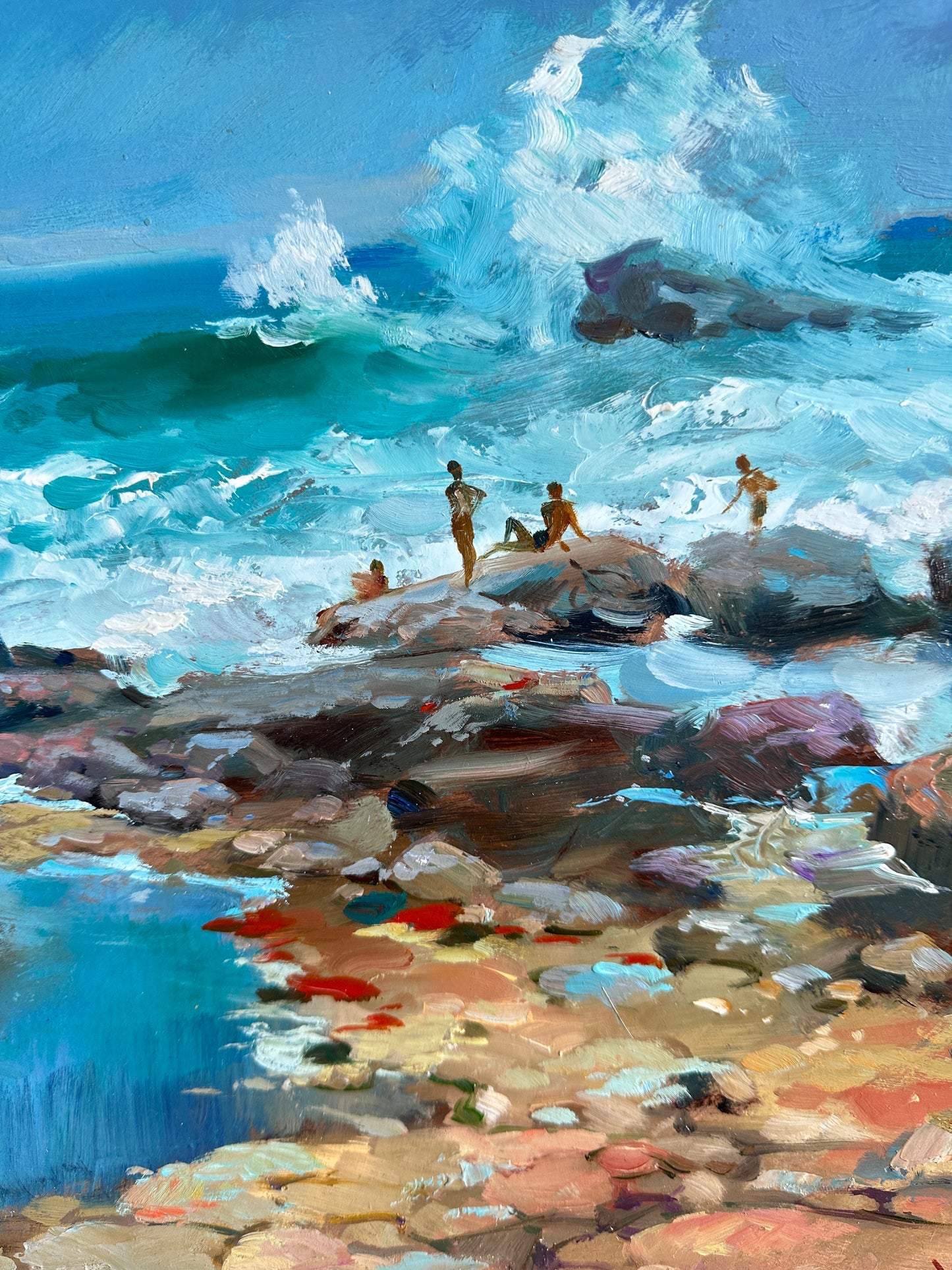 ORIGINAL PAINTING, modern painting, oil painting, impressionism, landscape, seascape, On the seashore, 2020s, artist Y. Suprunchuk