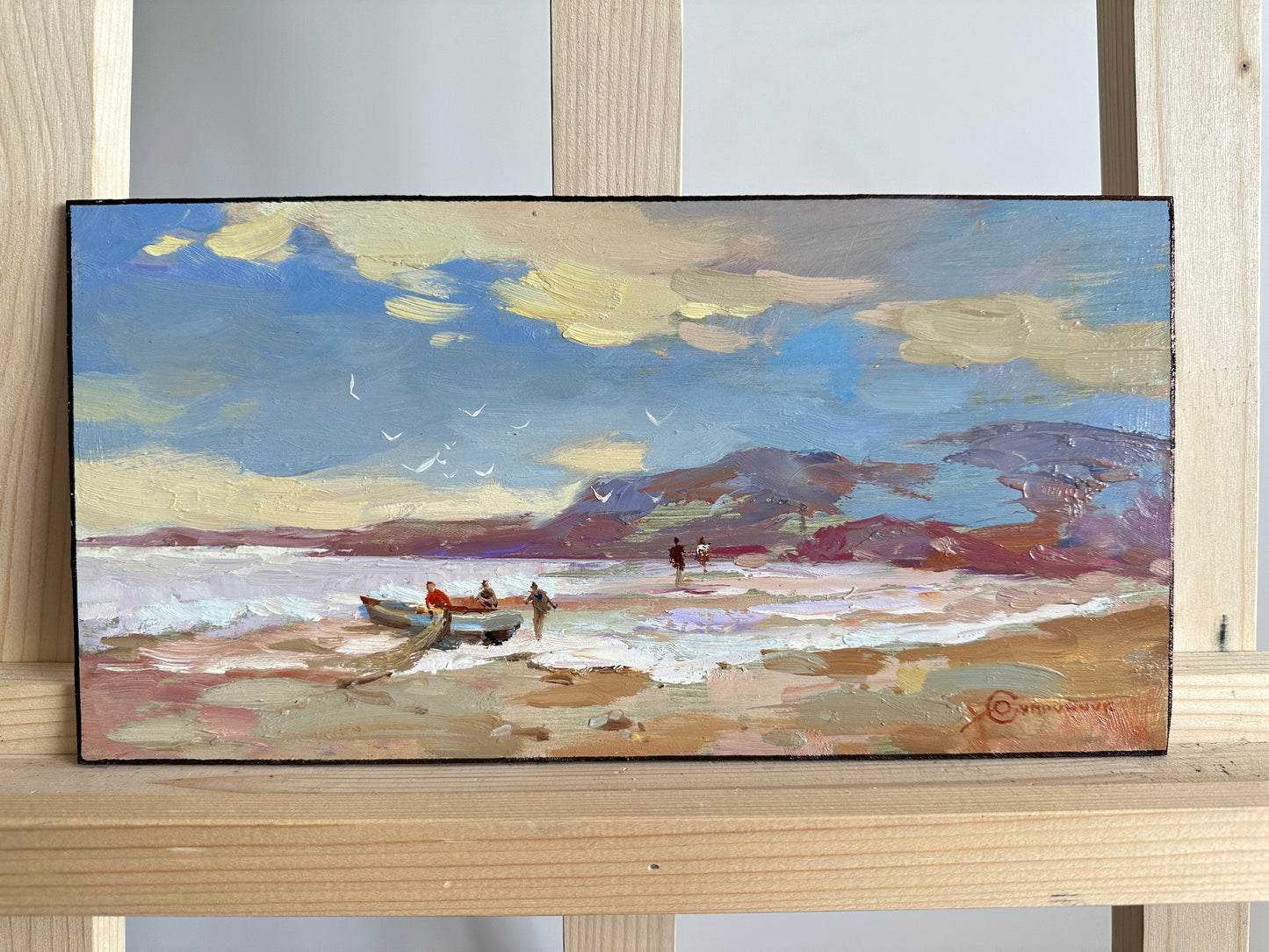 ORIGINAL PAINTING, modern painting, oil painting, impressionism, landscape, seascape, After fishing, artist Y. Suprunchuk