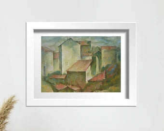 VINTAGE ORIGINAL PAINTING, oil painting, vintage realism, landscape, impressionism, architecture, cityscape, Old city, artist V. Sanzharov