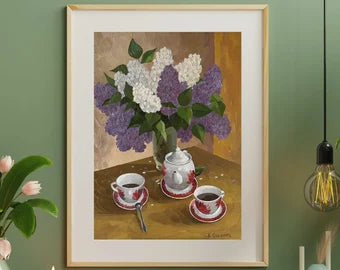 VINTAGE ORIGINAL PAINTING, oil painting, vintage realism, modern painting, still life, bouquet of flowers, Lilac, 2014, artist V. Savenets