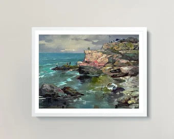 ORIGINAL PAINTING, vintage realism, modern painting, oil painting, impressionism, landscape, seascape, rocky shore, 2020s, Y. Suprunchuk