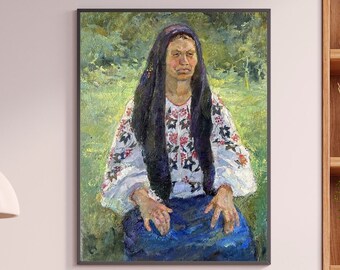 Original oil painting, gift, ukrainian painting, vintage, wall art, impressionism, portrait, Grandmother, artist O. Titarenko