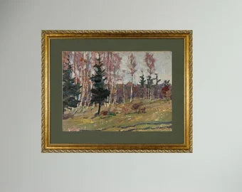 Original oil painting, gift, ukrainian painting, vintage, wall art, impressionism, landscape, Spring in the park, artist M. Andriychuk