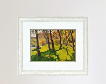 Original oil painting, gift, ukrainian painting, vintage, wall art, impressionism, landscape, Autumn in the park, artist M. Andriychuk