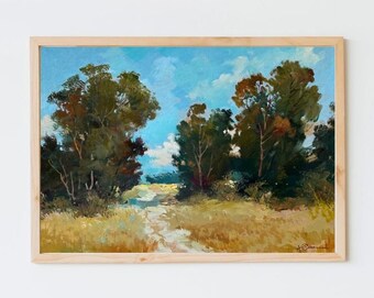 ORIGINAL PAINTING, modern painting, oil painting, impressionism, landscape, rural landscape, Path to the river, artist Y. Suprunchuk