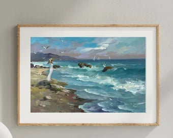 ORIGINAL PAINTING, vintage realism, modern painting, oil painting, impressionism, landscape, seascape, Awaiting, artist Y. Suprunchuk