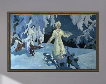 VINTAGE ORIGINAL PAINTING, socialist realism, genre, fairy tales, Snegurochka, artist D. Bidnochey