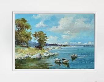 ORIGINAL PAINTING, vintage oil painting, modern painting, oil painting, impressionism, landscape, Summer day, Y. Suprunchuk