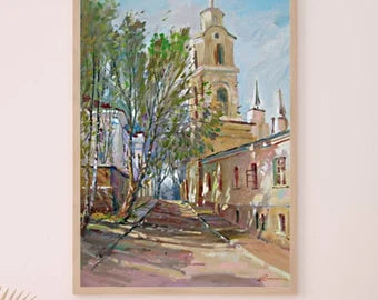 ORIGINAL PAINTING, modern painting, oil painting, impressionism, landscape, cityscape, City streets, artist Y. Suprunchuk