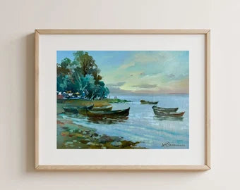 ORIGINAL PAINTING, modern painting, oil painting, impressionism, landscape, seascape, Seashore, Evening,  artist Y. Suprunchuk