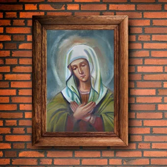 VINTAGE ORIGINAL PAINTING, socialist realism, genre, modern painting, religious painting, portrait, Virgin Mary, by ukrainian artist