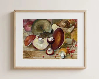 Original painting, gift, ukrainian painting, wall painting, landscape, still life, Basket with mushrooms, artist N. Chernyakhovskaya