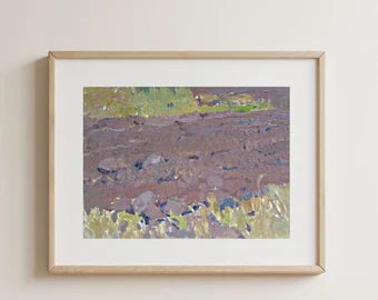 VINTAGE ORIGINAL PAINTING, socialist realism, genre, landscape, Spring motive, Plowed land, 1969, artist A. Khmelnitsky