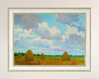 VINTAGE ORIGINAL PAINTING, oil painting, vintage realism, modern painting, impressionism, landscape, Summer day, artist V. Savenets