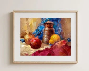 VINTAGE ORIGINAL PAINTING, oil painting, still life, socialist realism, Fruits, Summer fruits, artist Yu. Suprunchuk