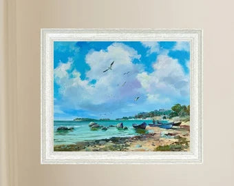 ORIGINAL PAINTING, modern painting, oil painting, impressionism, landscape, seascape, On the seashore,  artist Y. Suprunchuk