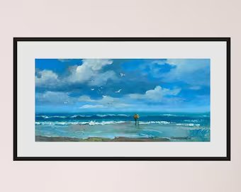 ORIGINAL PAINTING, modern painting, oil painting, impressionism, landscape, seascape, A walk along the seashore, artist Yu. Suprunchuk