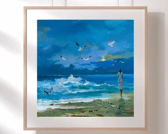 ORIGINAL PAINTING, modern painting, oil painting, impressionism, landscape, seascape, On the seashore,  artist Y. Suprunchuk