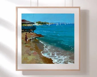 ORIGINAL PAINTING, modern painting, oil painting, impressionism, landscape, seascape, On the seashore,  artist Y. Suprunchuk