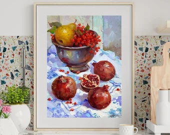 ORIGINAL PAINTING, oil painting, socialist realism, impressionism, rural life, still life, Summer fruits, artist Y. Suprunchuk