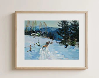 ORIGINAL PAINTING, modern painting, oil painting, impressionism, landscape, Winter, Snowy path, artist Y. Suprunchuk