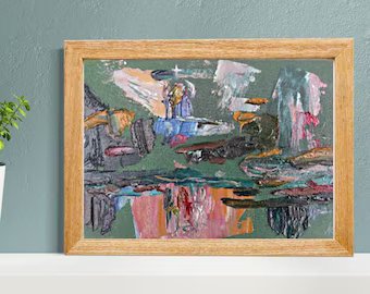 ORIGINAL PAINTING, vintage realism, modern painting, oil painting, surrealism, abstraction, black island, artist L. Kovalenko