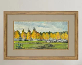 ORIGINAL PAINTING, vintage realism, oil painting, impressionism, landscape, Autumn day, artist V. Oleinik