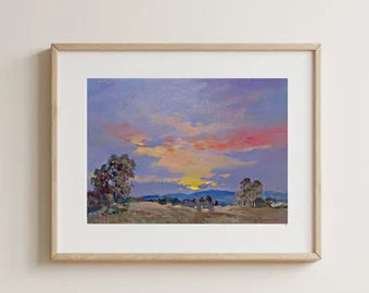 ORIGINAL PAINTING, vintage realism, modern painting, oil painting, impressionism , landscape, Evening, Sunset, 2022, artist Y. Suprunchuk