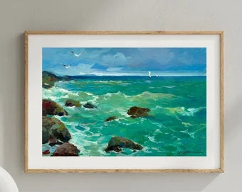 ORIGINAL PAINTING, modern painting, oil painting, impressionism, landscape, seascape, Seashore, artist Yu. Suprunchuk