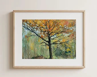 VINTAGE ORIGINAL PAINTING, oil painting, vintage realism, impressionism, landscape, genre, Autumn forest, artist Y. Dubinin