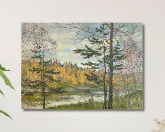 VINTAGE ORIGINAL PAINTING, oil painting, ukrainian painting, impressionism, landscape, Autumn day, artist V. Savenets