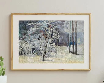 VINTAGE ORIGINAL PAINTING, socialist realism, oil painting, impressionism, landscape, rural landscape, Winter day, artist Y. Lyubavin