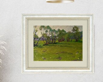 Original painting, ukrainian painting, vintage, wall art, impressionism, landscape, Sunny day, artist M. Andriychuk