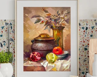 VINTAGE ORIGINAL PAINTING, oil painting, socialist realism, rural life, still life, On the table, artist Yu. Suprunchuk