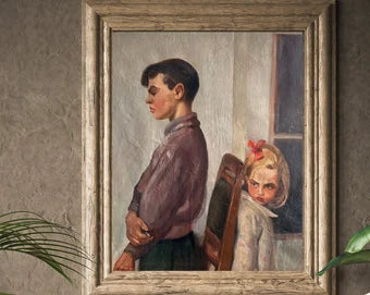 VINTAGE PAINTING, oil painting, vintage realism, socialist realism, portrait, genre, Return, Ukrainian artist Видео