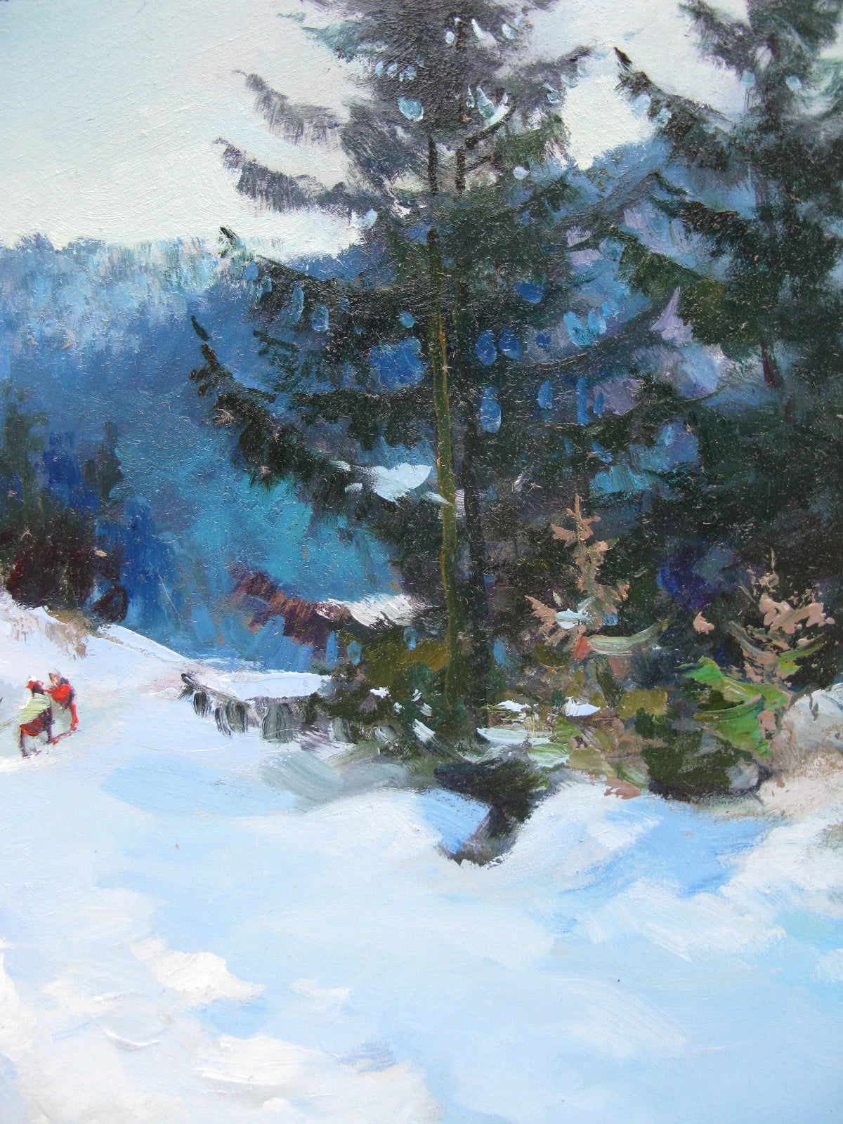 ORIGINAL PAINTING, modern painting, oil painting, impressionism, landscape, Winter, Snowy path, artist Y. Suprunchuk