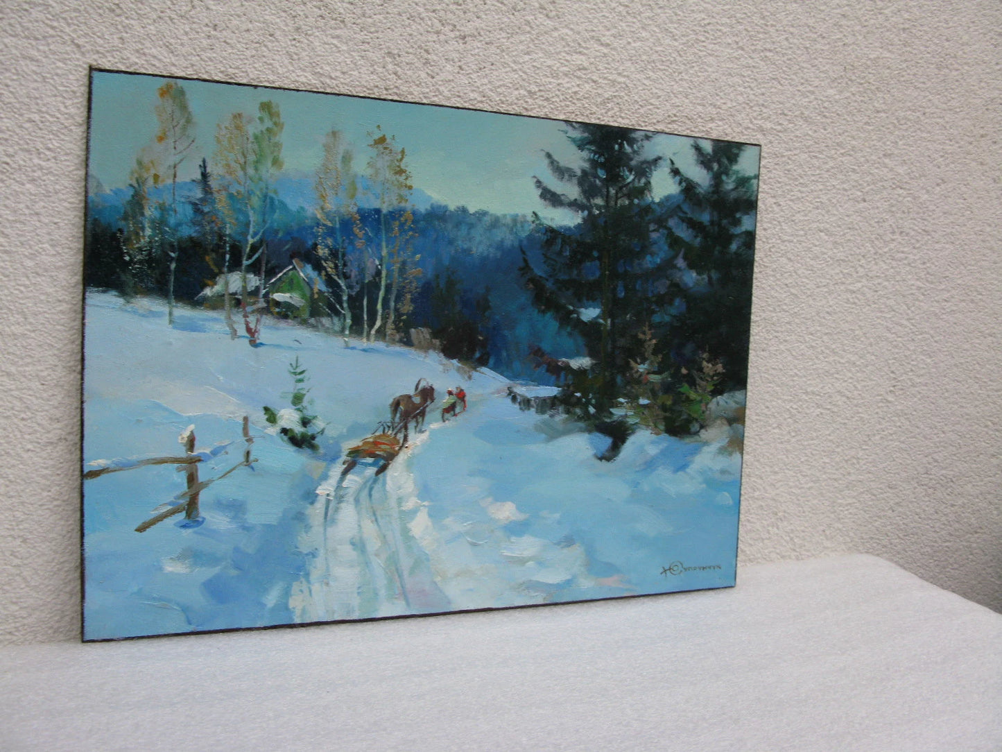 ORIGINAL PAINTING, modern painting, oil painting, impressionism, landscape, Winter, Snowy path, artist Y. Suprunchuk