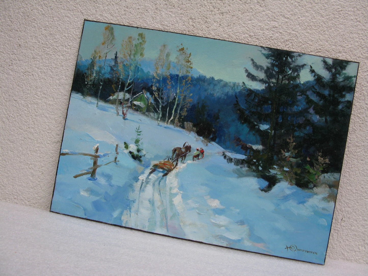 ORIGINAL PAINTING, modern painting, oil painting, impressionism, landscape, Winter, Snowy path, artist Y. Suprunchuk