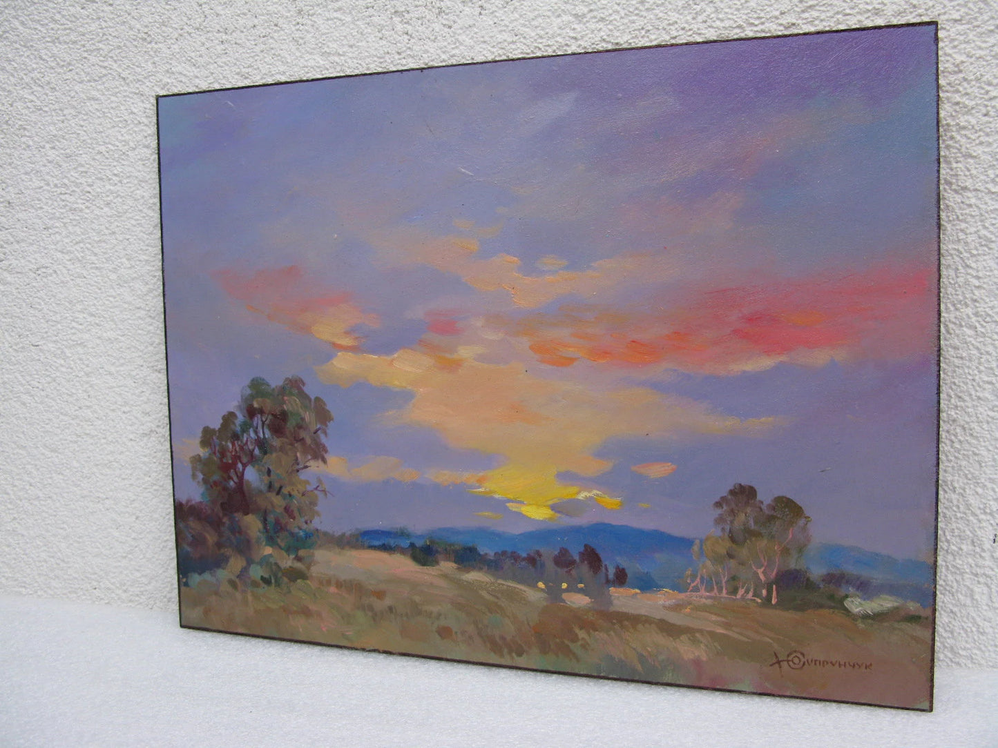 ORIGINAL PAINTING, vintage realism, modern painting, oil painting, impressionism , landscape, Evening, Sunset, 2022, artist Y. Suprunchuk