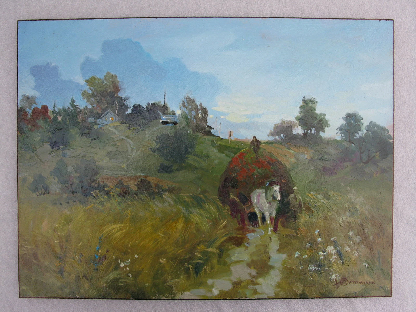 ORIGINAL PAINTING, modern painting, oil painting, impressionism, landscape, rural landscape, Tough day, 2020s, artist Y. Suprunchuk