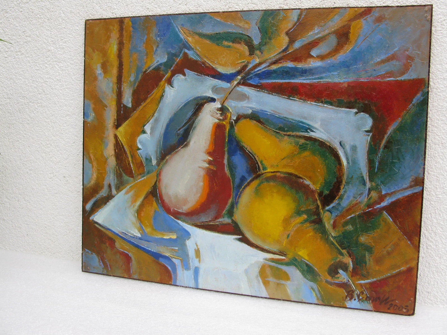 VINTAGE ORIGINAL PAINTING, oil painting, vintage realism, modern painting, impressionism, still life, Fruits, Pears, artist V. Sanzharov