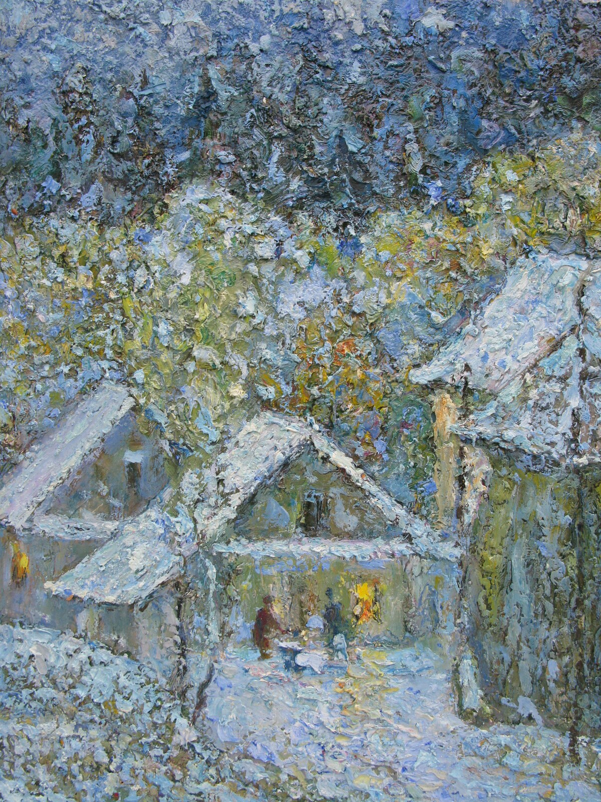 ORIGINAL PAINTING, oil painting, vintage realism, modern painting, impressionism, rural landscape, Winter evening, artist V. Kirilkov