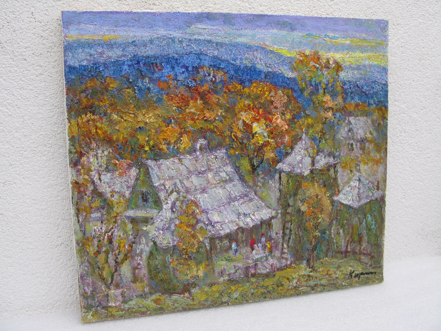 ORIGINAL PAINTING, oil painting, vintage realism, modern painting, impressionism, Village in the Carpathians, 2014, artist V. Kirilkov